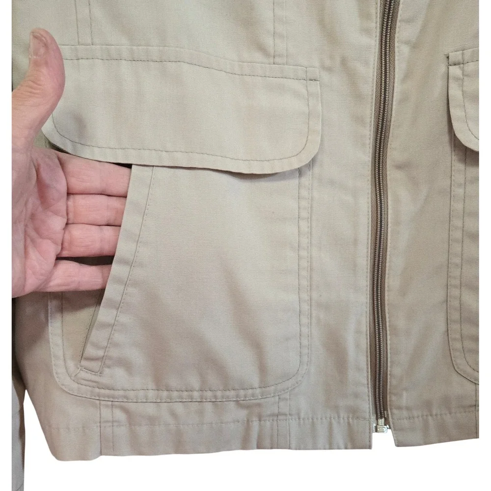 Vintage London Fog Classic 1970's Beige Zip Front Utility Jacket Tan Size 44 XL
